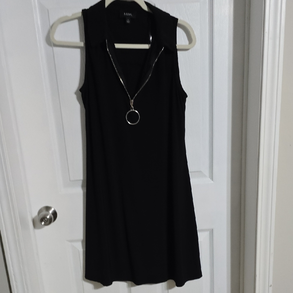 MSK Black Sleeveless Dress with Necklace Detail